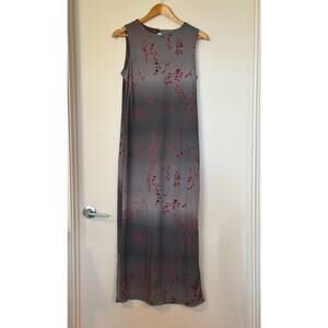 Scarlett 11-12 Gray Sleeveless Floral Peekaboo Ombre Slits Long Asian Maxi Dress
